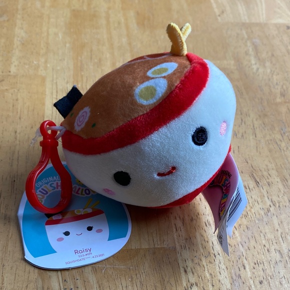 Squishmallows Accessories - BNWT Squishmallow 3.5” Raisy The Ramen Clip Food Squad Noodles HTF Keychain